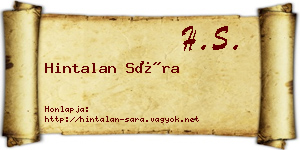 Hintalan Sára névjegykártya